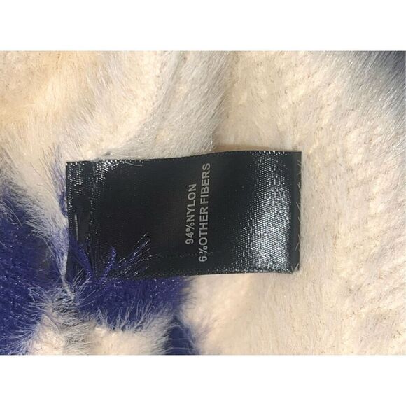 Christian Lactoix S oversized white blue striped soft and stretchy brushed yarn - Picture 8 of 10